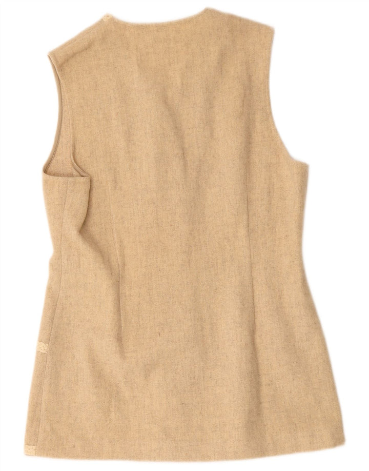Vintage Damen Weste UK 14 Mittelbeige Wolle