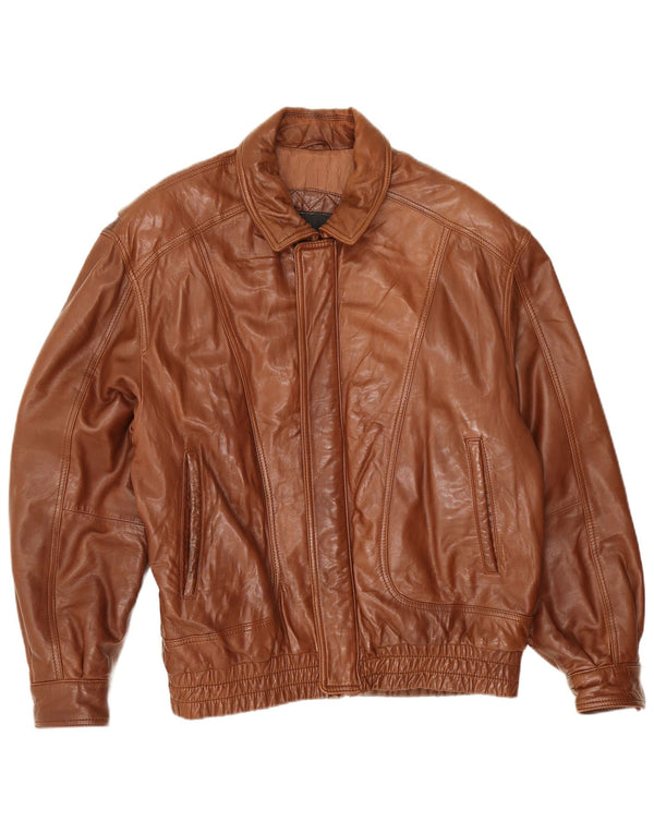 Vintage Herren Bomber Lederjacke IT 50 Large Braun