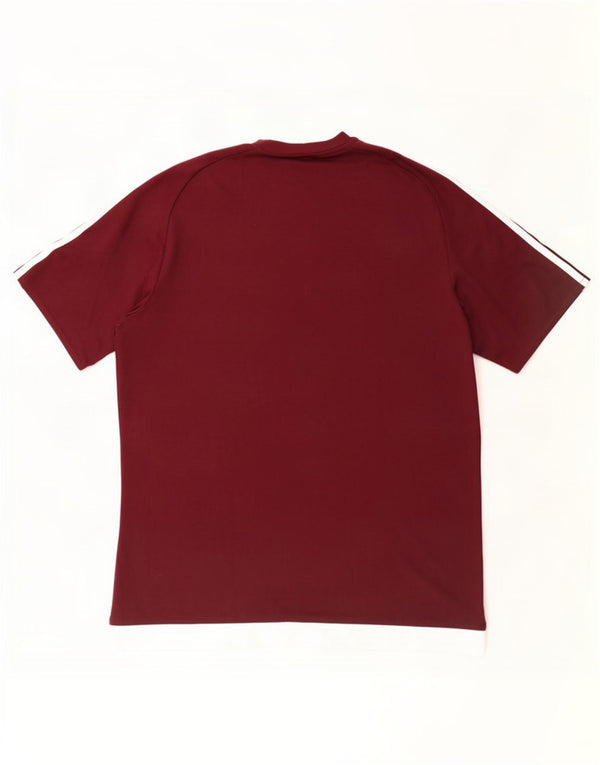 Adidas Herren Climalite T-Shirt Top Large Burgunderrot Colourblock Polyester