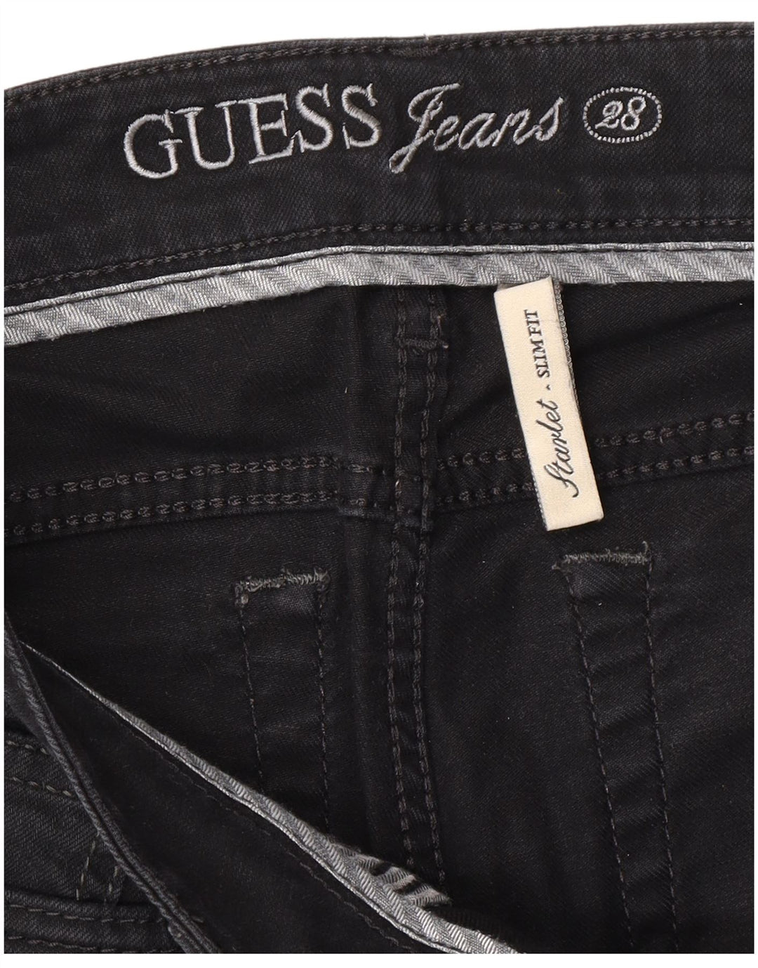 GUESS Damen Starlet Slim Jeans W28 L28 Schwarz