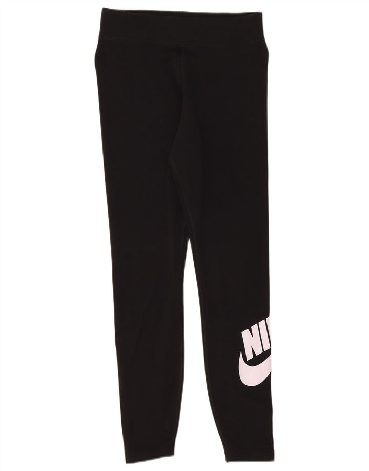 Nike Womens Graphic Leggings UK 12 Mittelschwarze Baumwolle