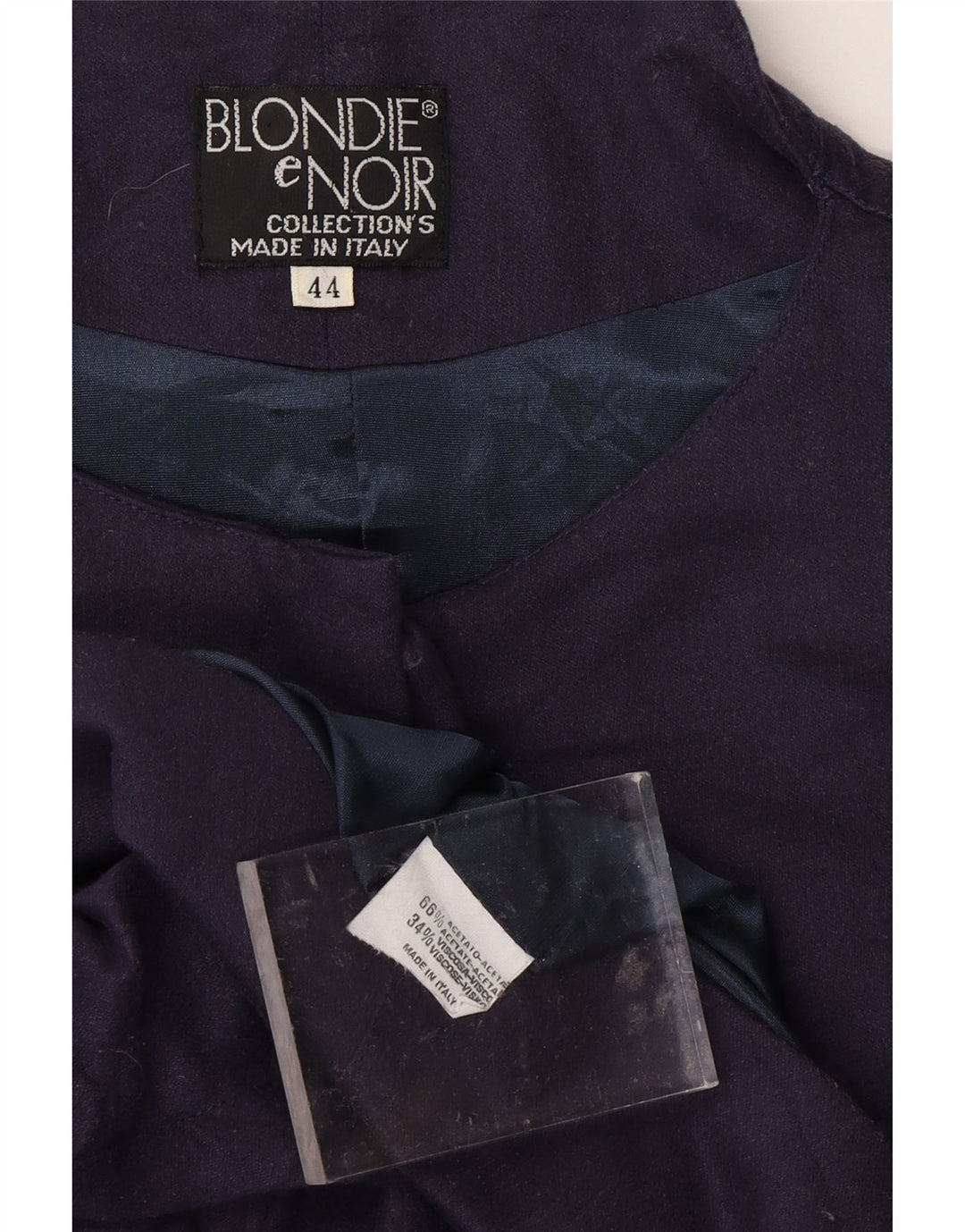 VINTAGE Damen Bomberjacke IT 44 Medium Marineblau Acetat