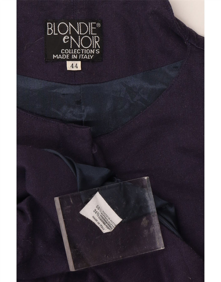 VINTAGE Damen Bomberjacke IT 44 Medium Marineblau Acetat