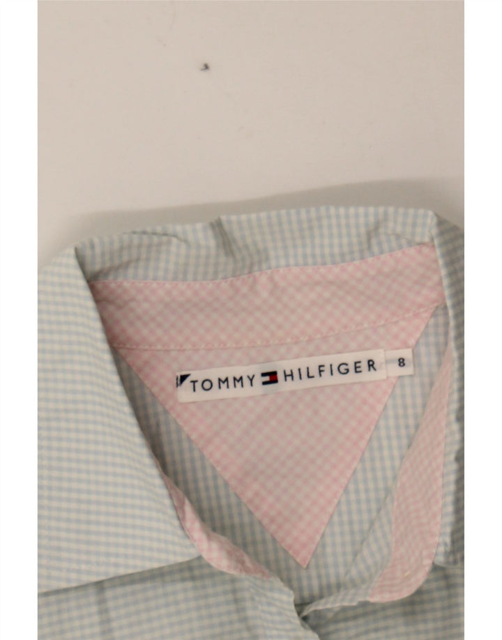 TOMMY HILFIGER Womens Short Sleeve Shirt US 8 Medium Blue Gingham Cotton Vintage Tommy Hilfiger and Second-Hand Tommy Hilfiger from Messina Hembry 