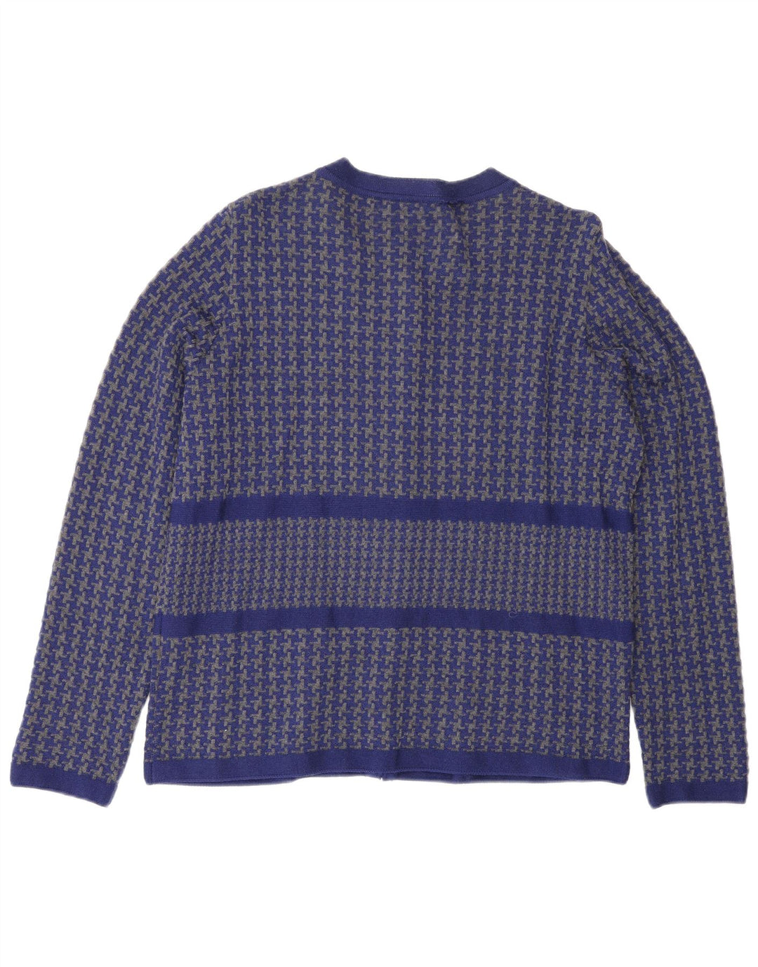 Luisa Spagnoli Damen Strickjacke Pullover UK 16 Große blaue Hahnentrittwolle