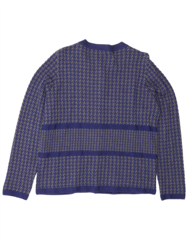 Luisa Spagnoli Damen Strickjacke Pullover UK 16 Große blaue Hahnentrittwolle