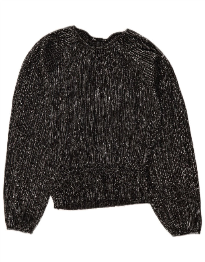 ZARA Damen-Bluse, übergroß, langärmelig, Gr. 40, Größe S, Schwarz, gestreift