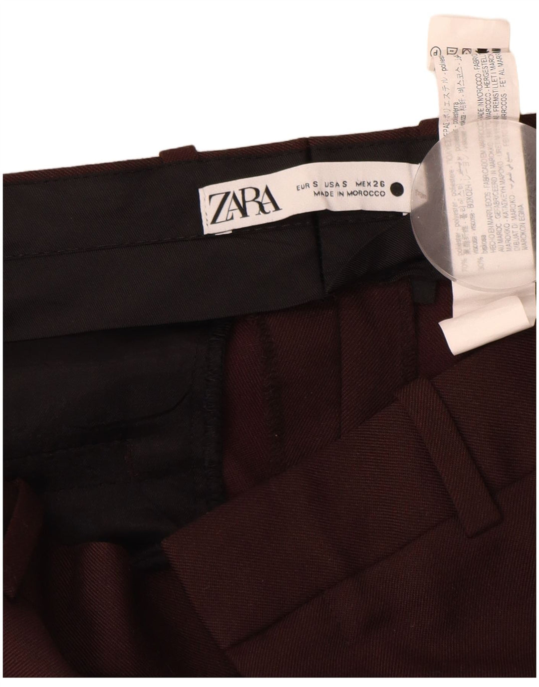 Gerade Chino-Hose für Damen von Zara, Größe S, W26, L28, Braun, Polyester