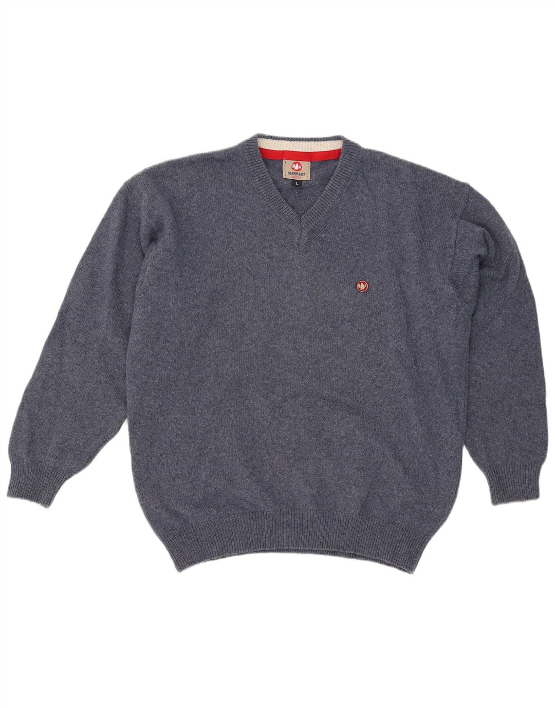 Murphy & Nye Herren-Pullover mit V-Ausschnitt, große blaue Wolle