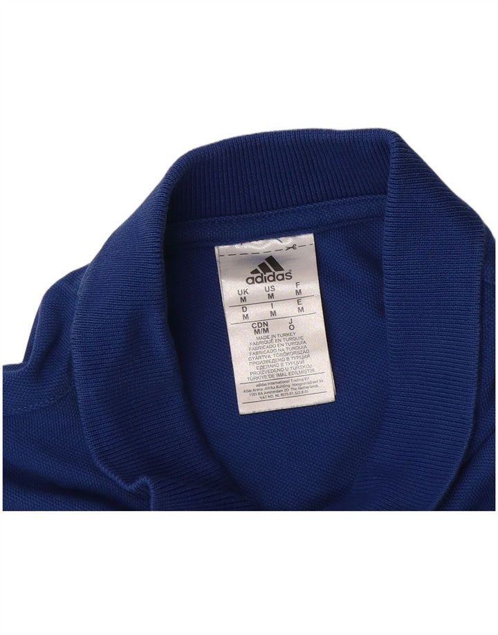 Adidas Herren-Poloshirt mit Grafik, mittelblaue Baumwolle