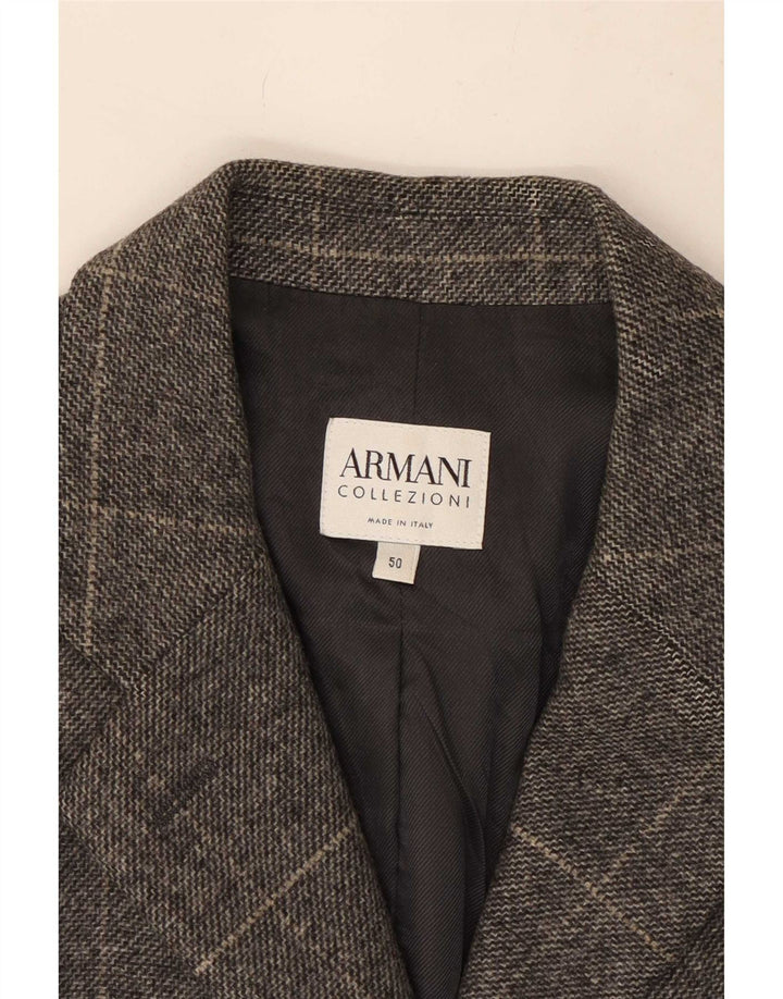 Armani Collezioni Damen 3-Knopf-Blazerjacke IT 50 XL grau karierte Wolle