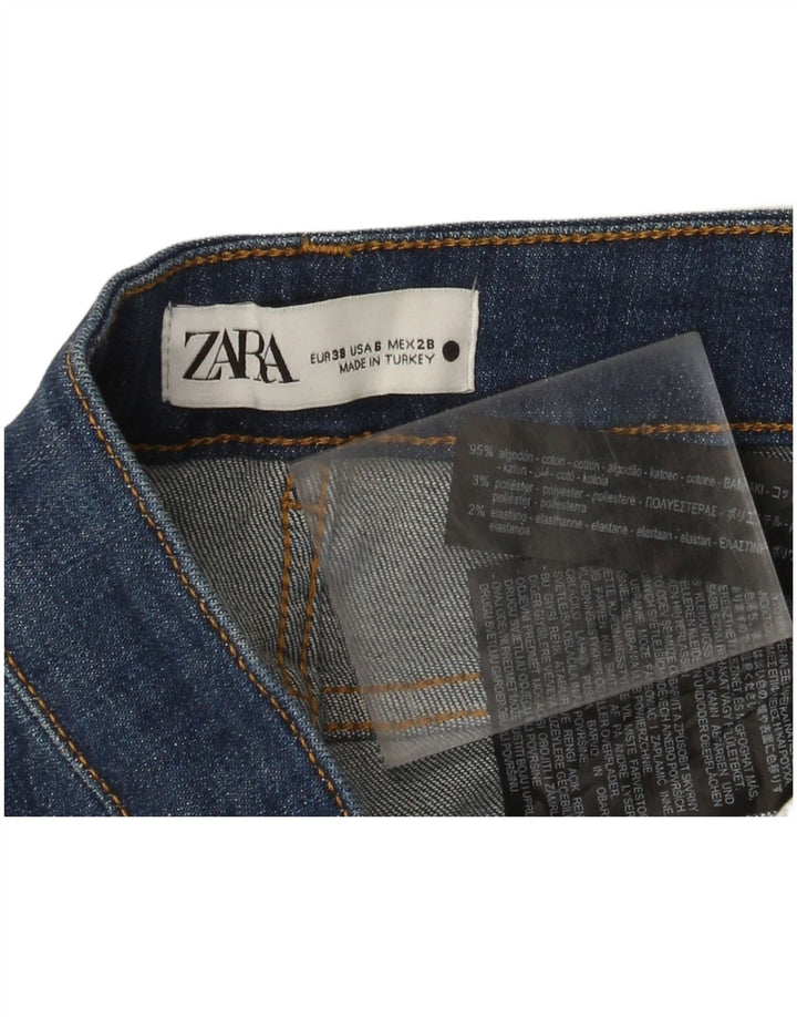 Zara Damen Bootcut Jeans EU 38 Small W28 L27 Marineblaue Baumwolle