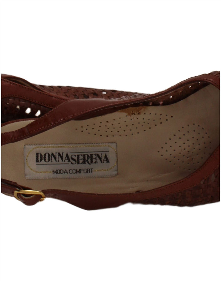 Donna Serena Damen-Ledersandalen, UK-Größe 2,5, braunes Leder