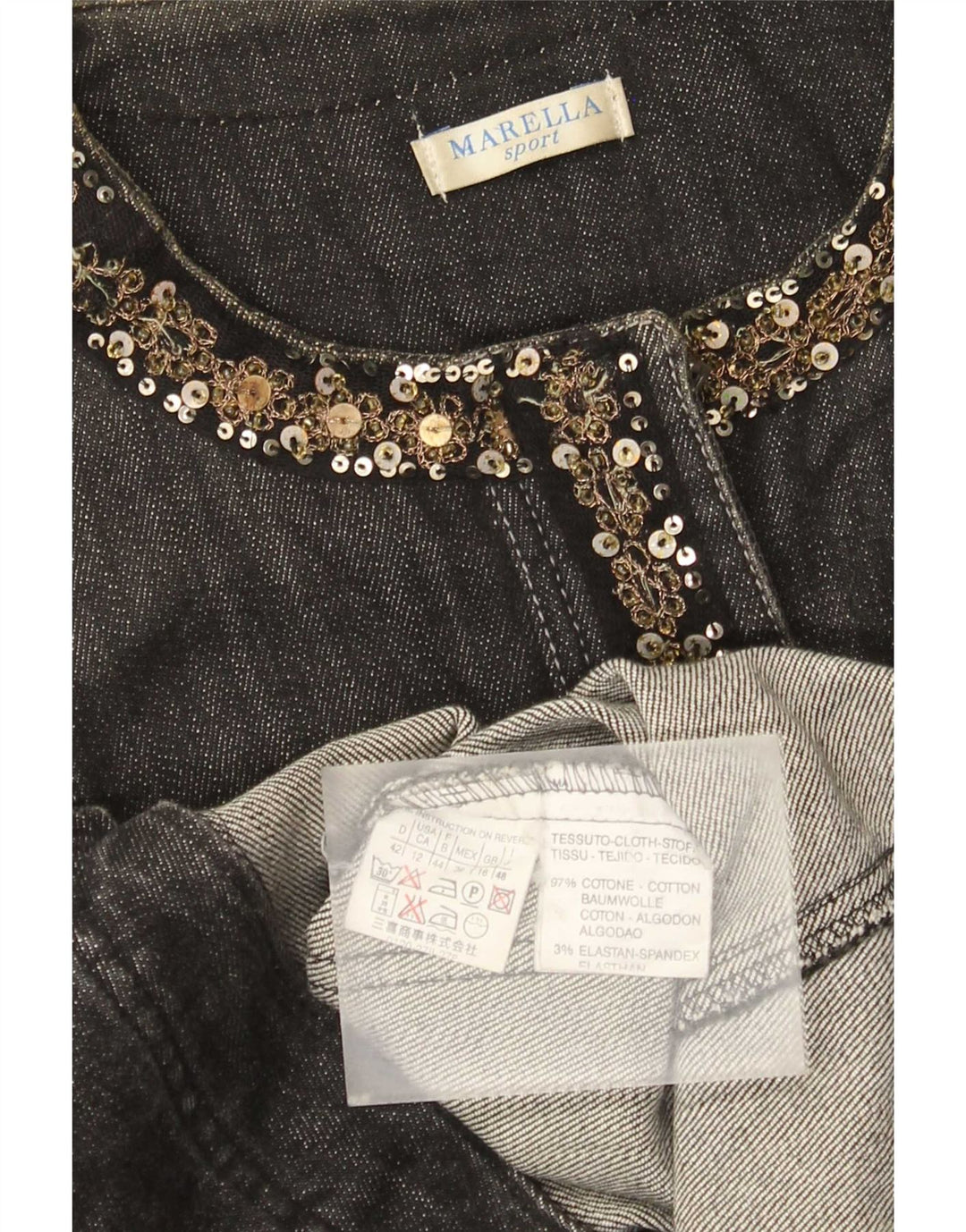Marella Damen Jeansjacke UK 16 Large Graue Baumwolle
