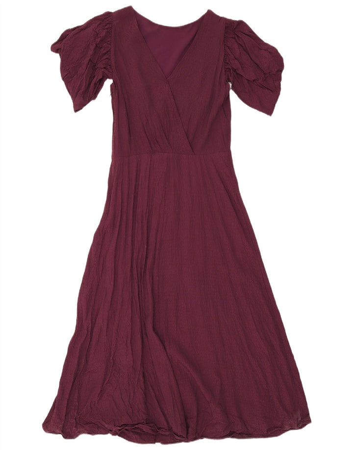 Ted Baker Damen-Maxikleid, Größe 2, klein, bordeauxrote Viskose