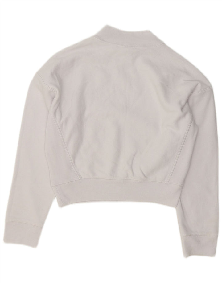 Champion Damen Crop Sweatshirt Pullover UK 14 Mittelweiße Baumwolle