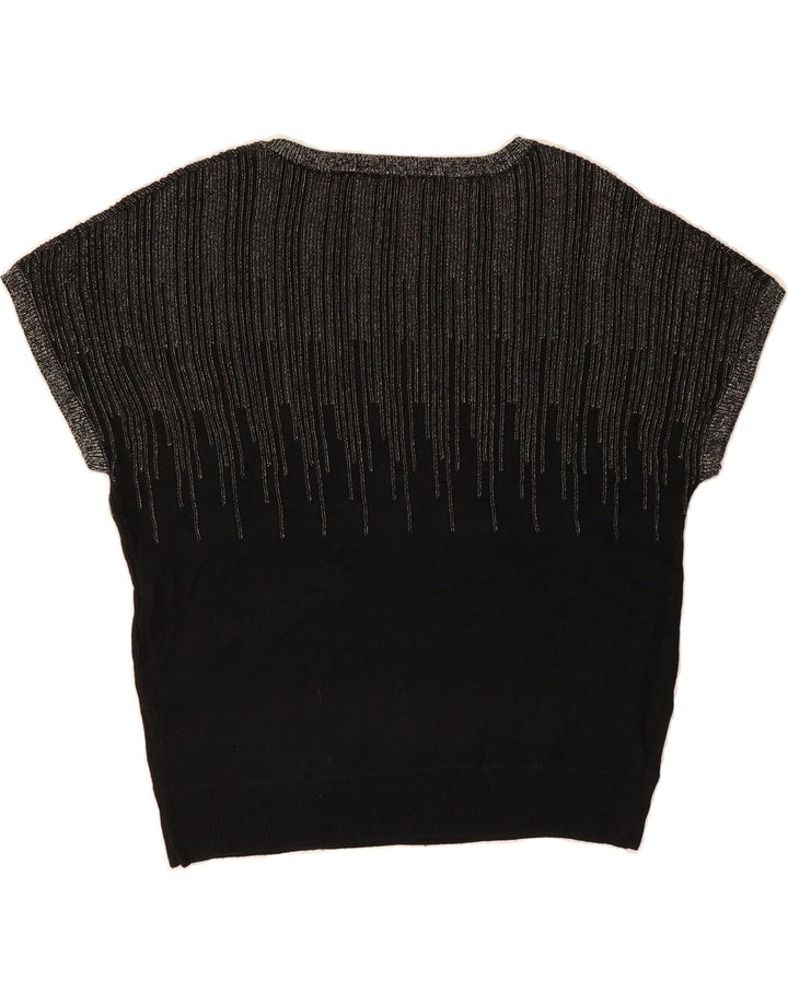 OASIS Womens Oversized Boat Neck Jumper Sweater UK 10 Small Black Striped Vintage Oasis and Second-Hand Oasis from Messina Hembry 