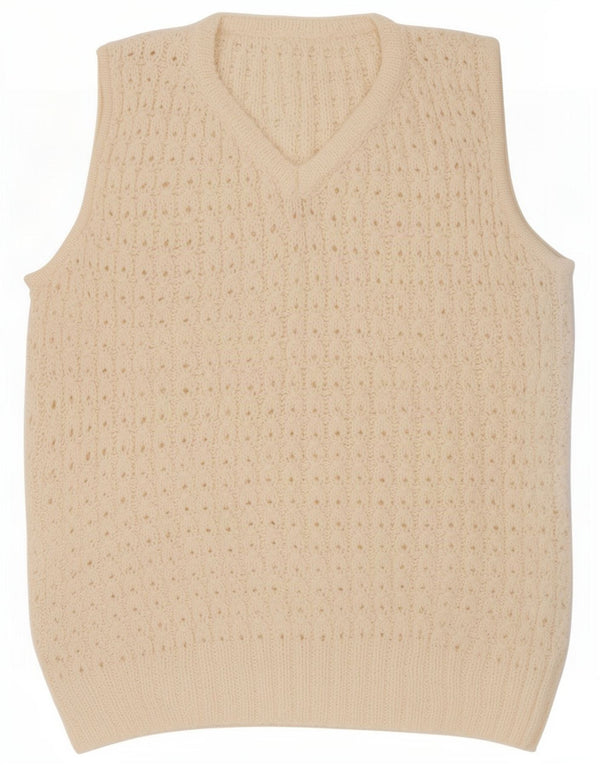 Vintage Damen Weste Tank Top UK 16 Large Off White