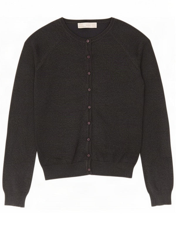 Zara Damen Strickjacke UK 10 Small Grau Baumwolle