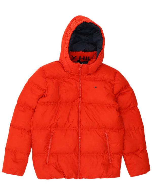 Tommy Hilfiger Wattierte Jungenjacke mit Kapuze, 15–16 Jahre, rotes Polyester