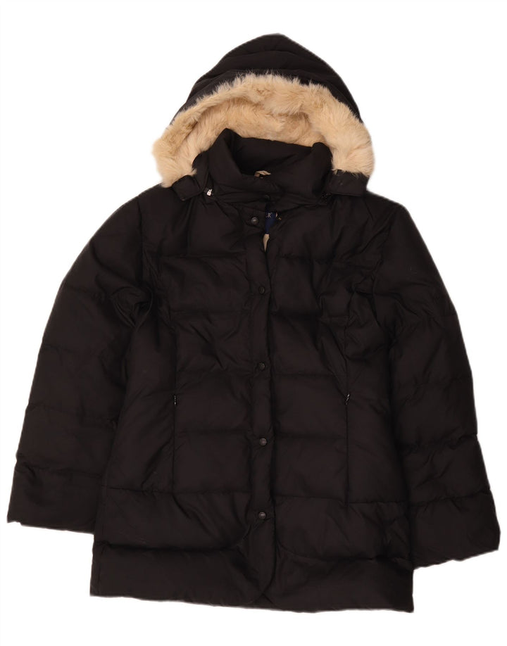 Moncler Wattierte Jacke mit Kapuze für Mädchen, 11–12 Jahre, schwarzes Polyester