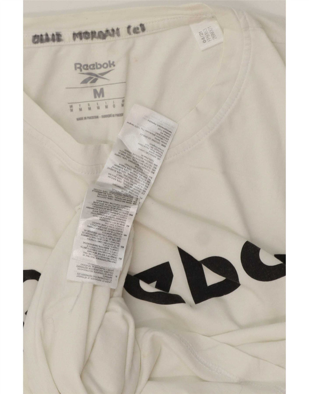 Reebok Herren Grafik-T-Shirt-Oberteil aus mittelweißer Baumwolle