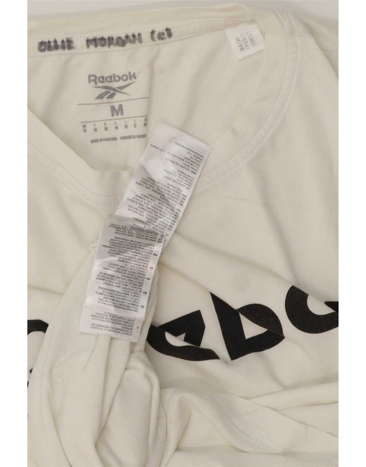Reebok Herren Grafik-T-Shirt-Oberteil aus mittelweißer Baumwolle
