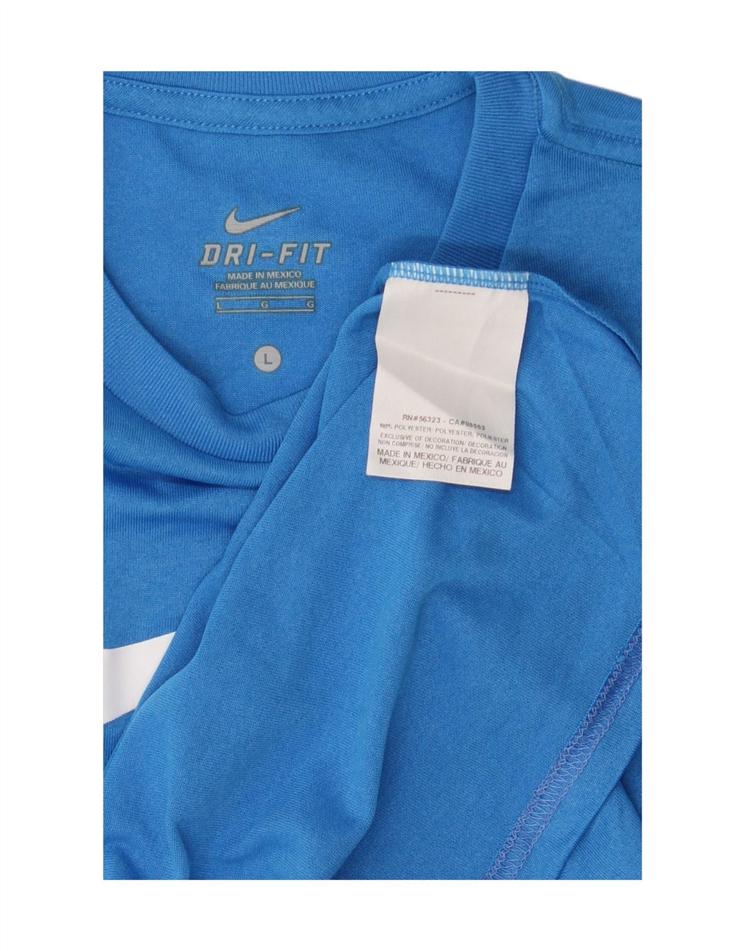 Nike Damen Dri Fit Graphic T-Shirt Top UK 14 Large Blau Polyester