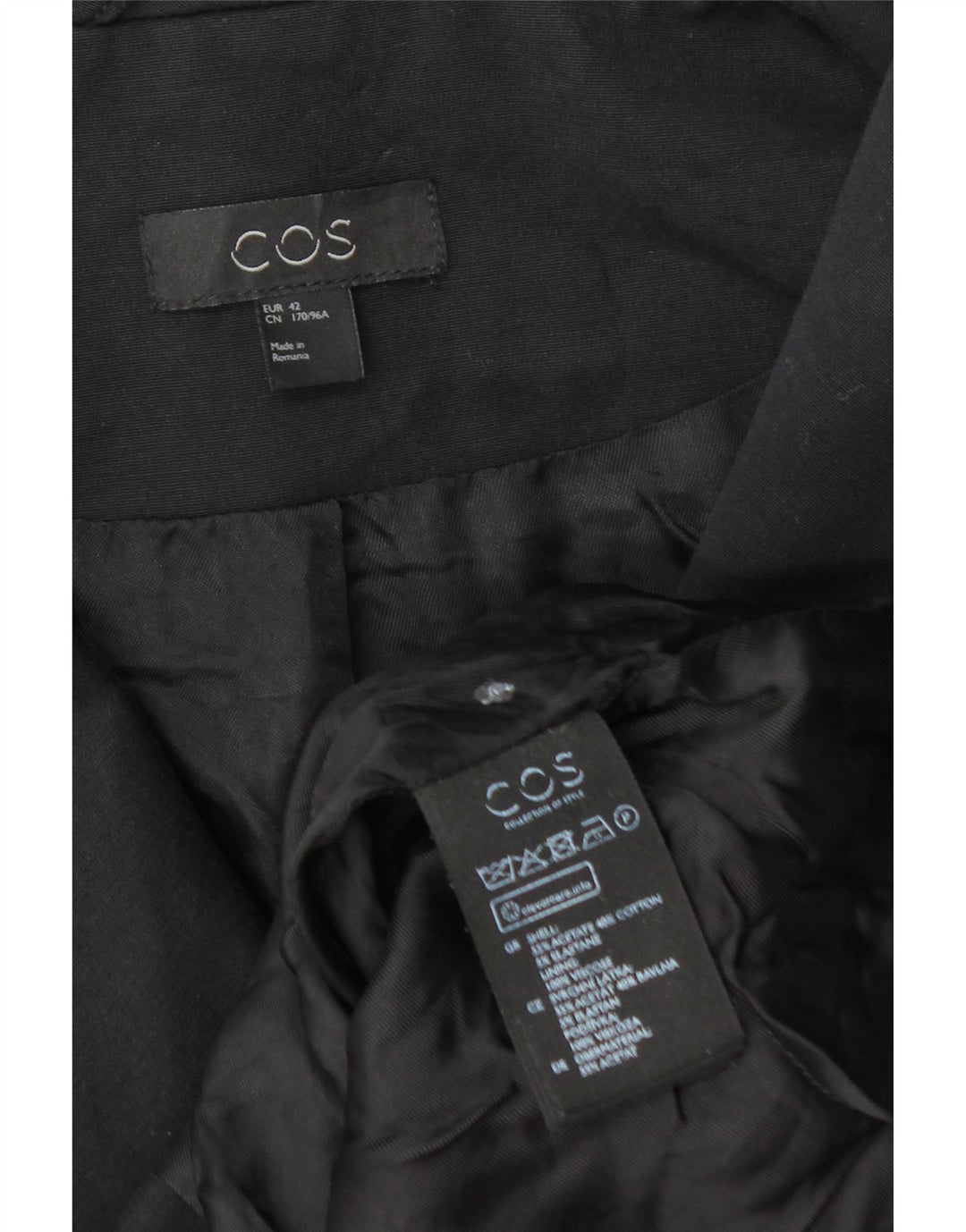 Cos Womens Open Blazer Jacke EU 42 Large Schwarz Acetat