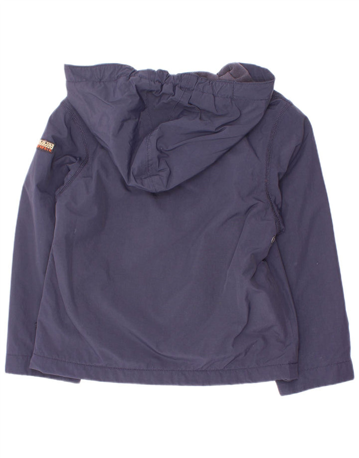 Napapijri Jungen-Anorakjacke mit grafischer Kapuze, 5–6 Jahre, marineblaues Polyamid