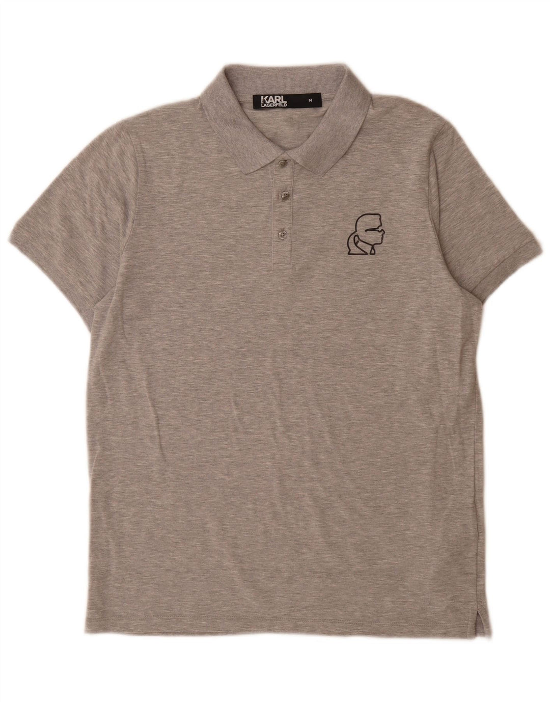 Karl Lagerfeld Herren-Poloshirt mit Grafik, mittelgrau gesprenkelte Baumwolle