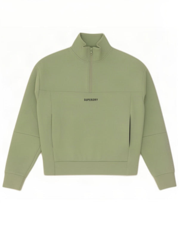 Superdry Damen-Sweatshirt in Übergröße mit Grafik und Reißverschluss am Hals, Gr. 6, XS, Grün