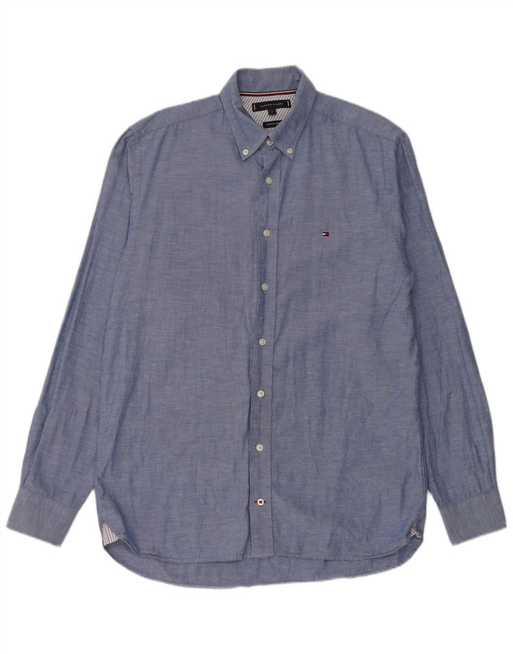 Tommy Hilfiger Herrenhemd mittelblaue Baumwolle