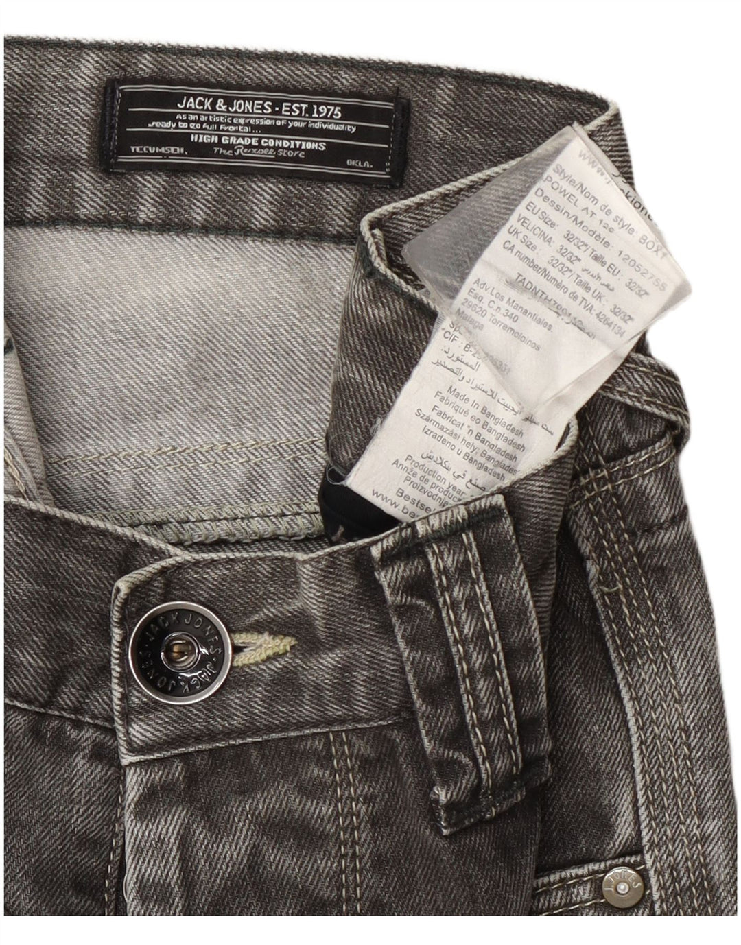 Jack & Jones Herren Straight Jeans W32 L32 Grau