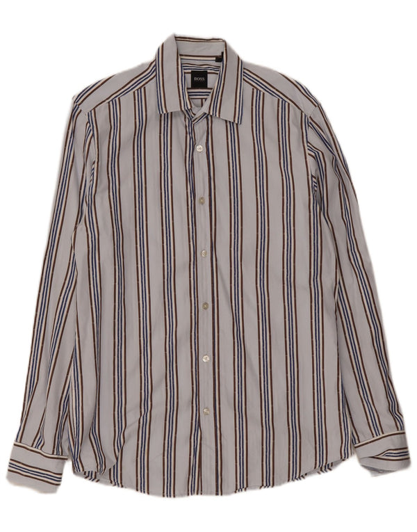 Hugo Boss Herrenhemd Mittelblau gestreift
