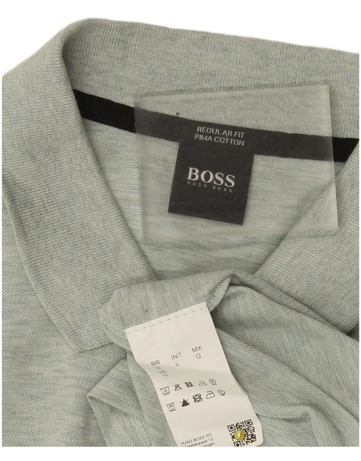 Hugo Boss Herren-Poloshirt mit normaler Passform, große grüne Baumwolle
