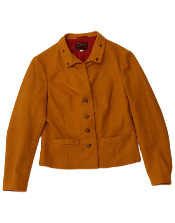 VINTAGE Damen 4-Knopf-Blazerjacke IT 38 XS Gelbe Baumwolle