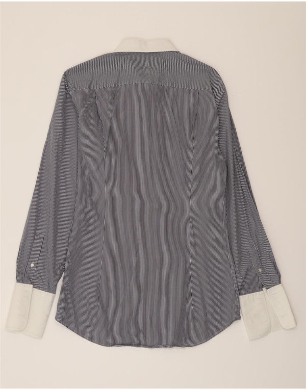Gieves & Hawkes Herrenhemd Größe 17 43 XL Marineblaue Nadelstreifen-Baumwolle