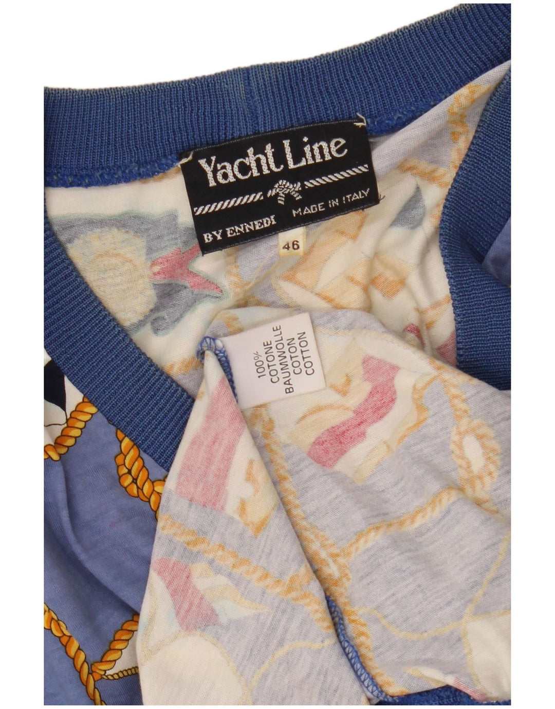 Ennedi Damen-Strickjacke mit abstraktem Muster, kurzärmelig, Gr. 46, Blau