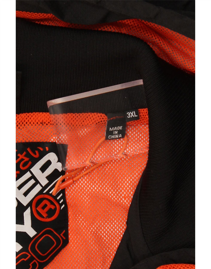 SUPERDRY Herren-Windbreakerjacke mit Kapuze, UK 46 3XL, Schwarz