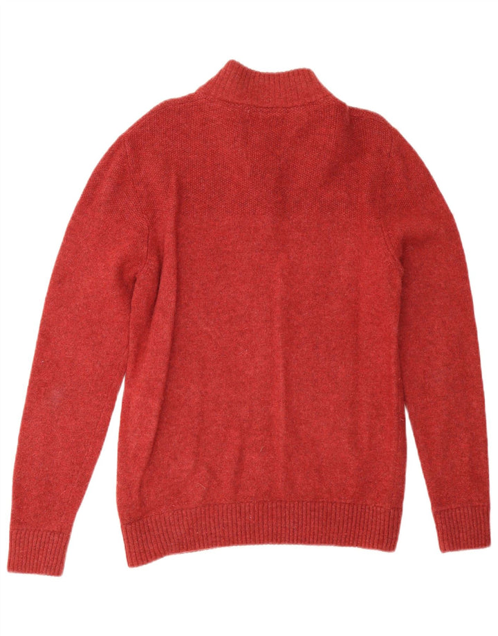Crew Clothing Herren-Pullover mit Knopfkragen, Größe L, rote Lammwolle