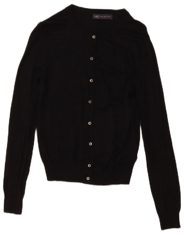 Marks & Spencer Damen Crop Cardigan Pullover UK 10 Small Schwarze Viskose