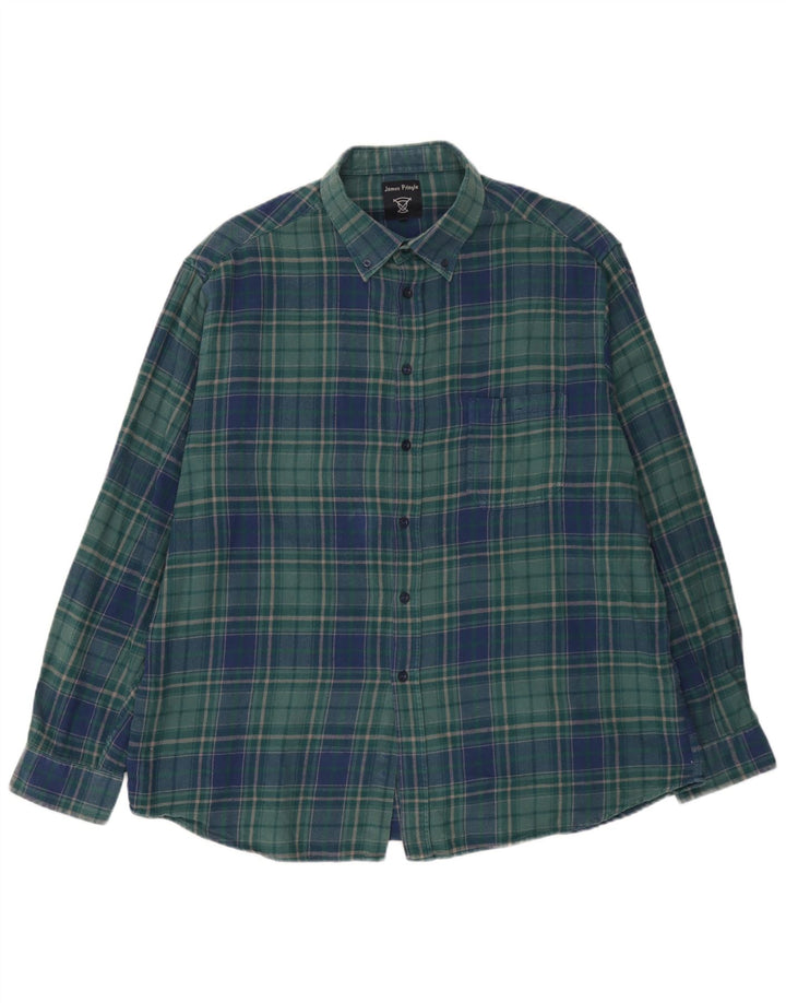James Pringle Herren-Flanellhemd 2XL, grün kariert, Baumwolle
