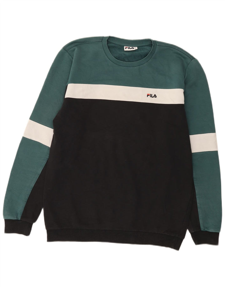 Fila Herren-Sweatshirt-Pullover, groß, schwarze Colourblock-Baumwolle