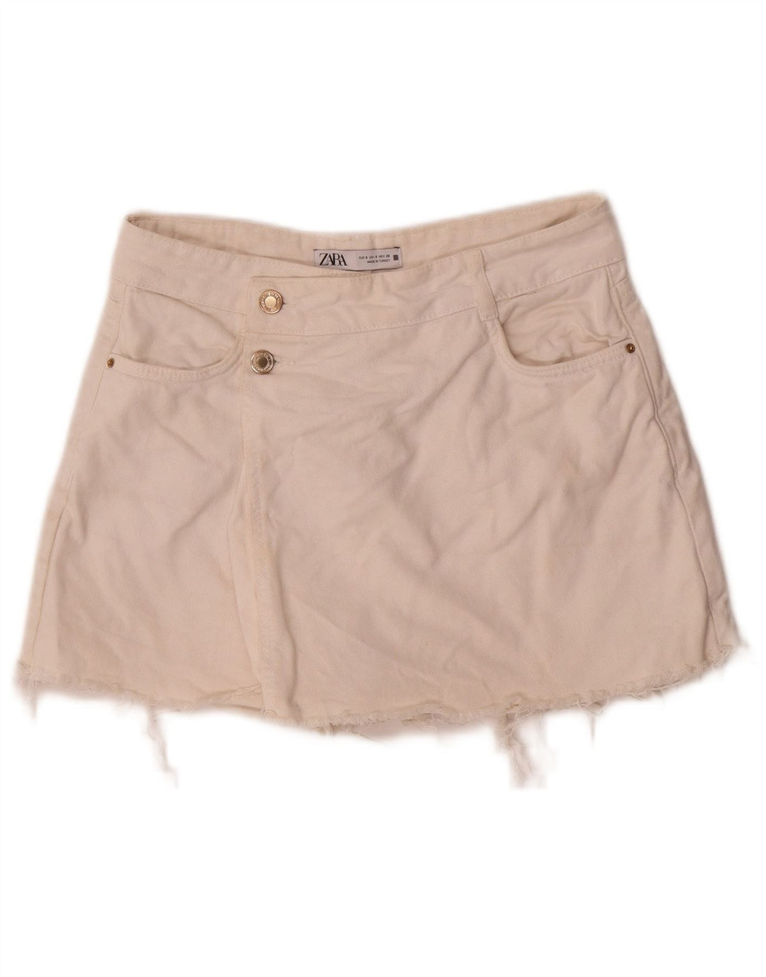 Zara Damen-Jeansshorts, Größe S, Größe W26, weiße Baumwolle