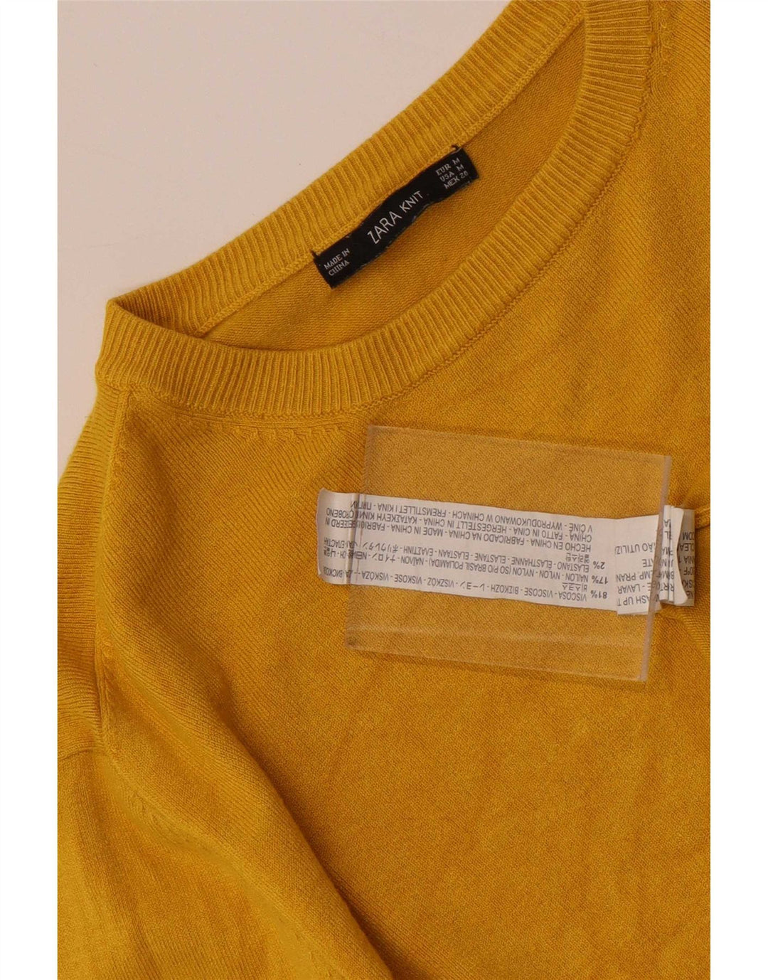 Zara Damen-Pullover mit Rundhalsausschnitt, UK 12, mittelgelbe Viskose