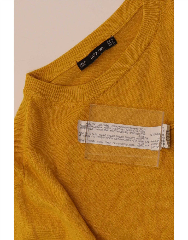 Zara Damen-Pullover mit Rundhalsausschnitt, UK 12, mittelgelbe Viskose