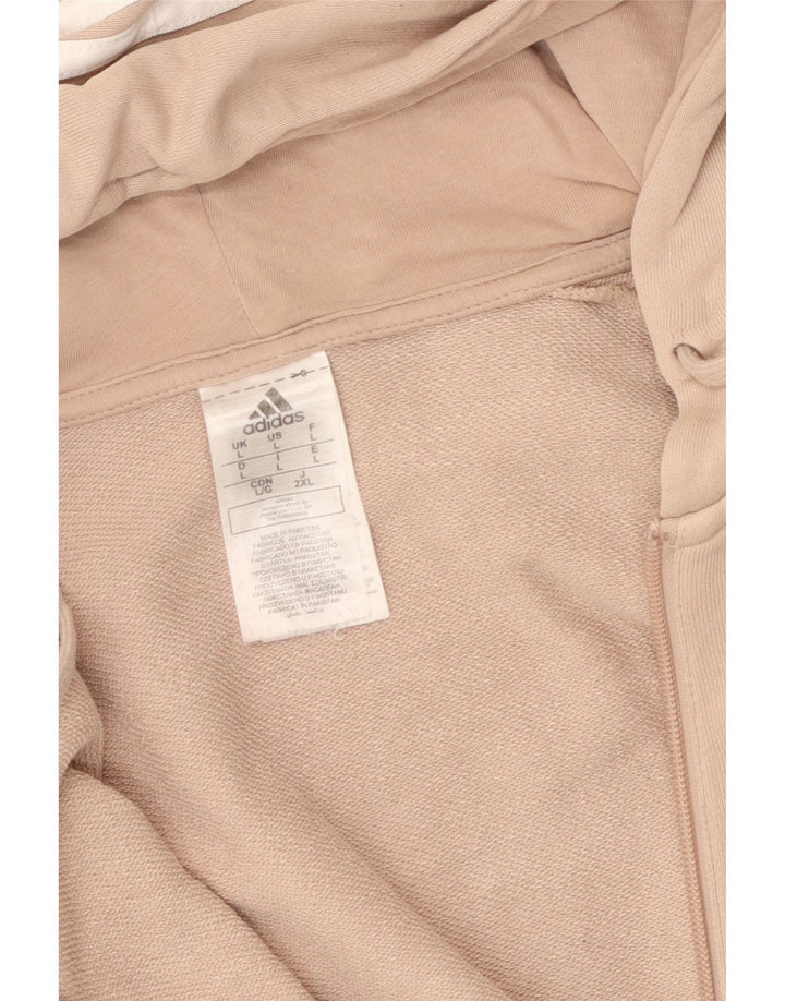 ADIDAS Damen-Kapuzenpullover mit Reißverschluss, UK 16, Größe L, Beige, Baumwolle