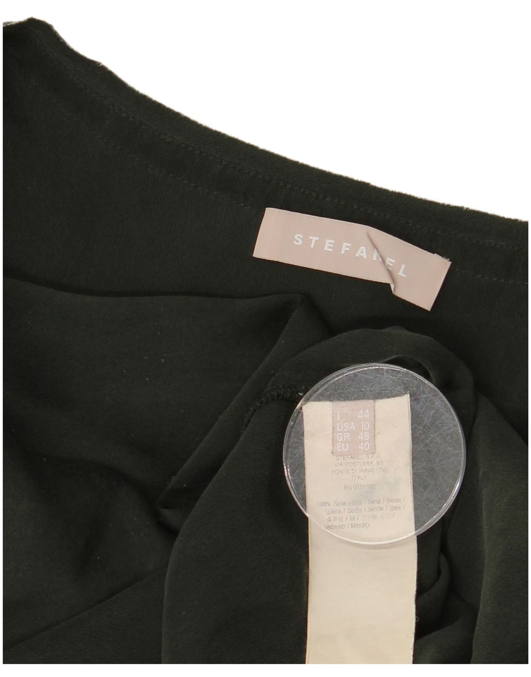 Stefanel Damen Langarm-Blusenoberteil IT 44 Medium Khaki Silk