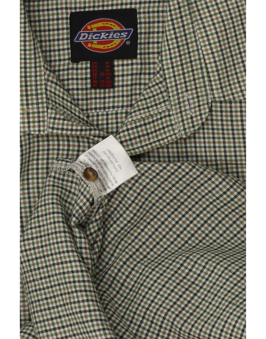 Dickies Herrenhemd Mittelgrünes Hahnentrittmuster aus Polyester
